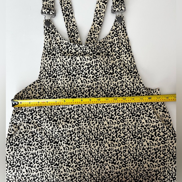 P.Cill Leopard Print Skirtall Overall mini Dress adjustable straps festival L - Picture 6 of 7